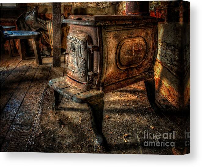 Stove Canvas Print featuring the photograph Liberty Wood Stove by Lois Bryan
