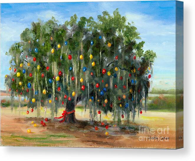 Christmas Canvas Print featuring the painting Live Oak Christmas by Glenda Cason