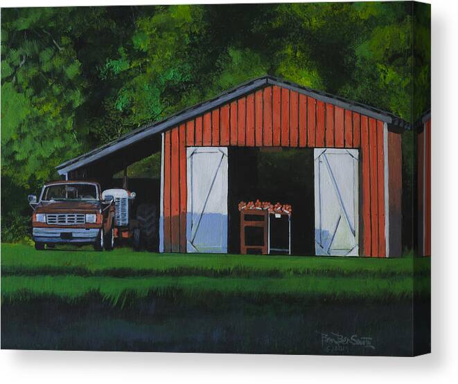 #satsuma Farm Canvas Print featuring the painting Lonesome Road Satsumas by Ben Bensen III
