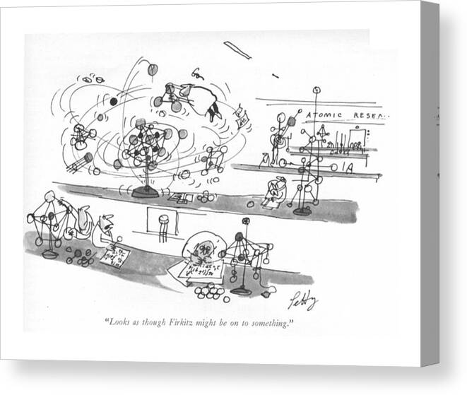 72895 Bpe Bruce Petty (researcher In Laboratory Whirls Around In Circles Canvas Print featuring the drawing Looks As Though Firkitz Might Be On To Something by Bruce Petty