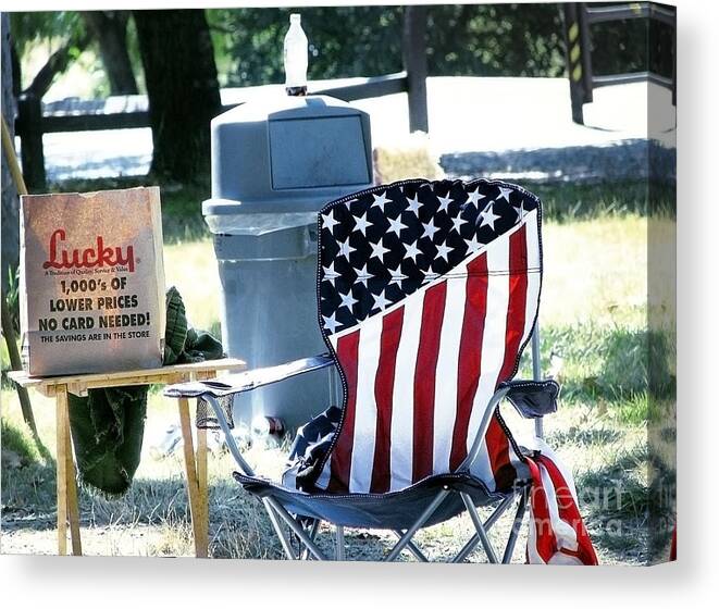 Picnic Canvas Print featuring the photograph Lucky American by Ellen Cotton