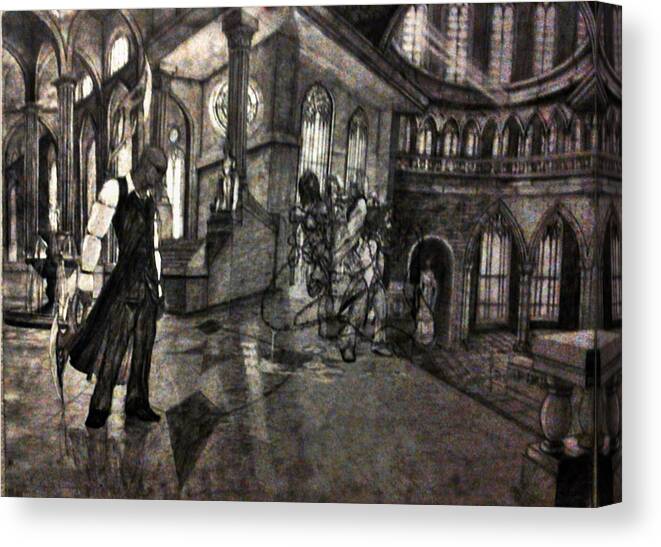  Canvas Print featuring the drawing Lust in the Temple by George Harrison