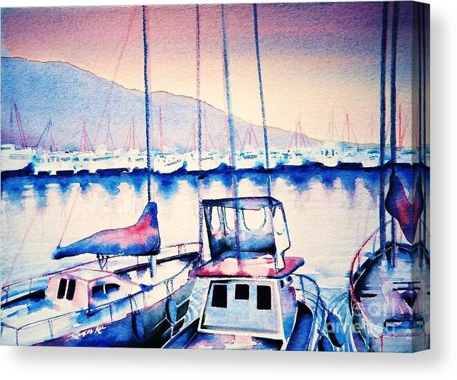 Ocean Canvas Print featuring the painting Maalaea Harbor by Frances Ku