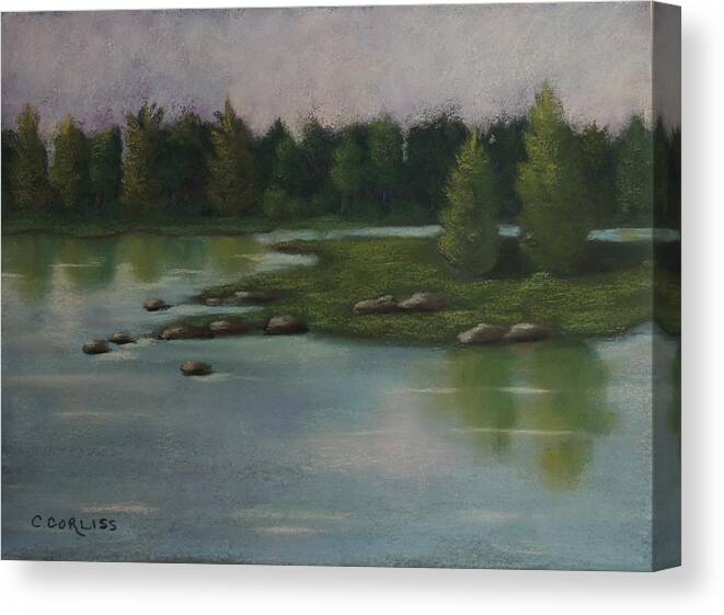 Maine Canvas Print featuring the pastel Maine Reflections by Carol Corliss