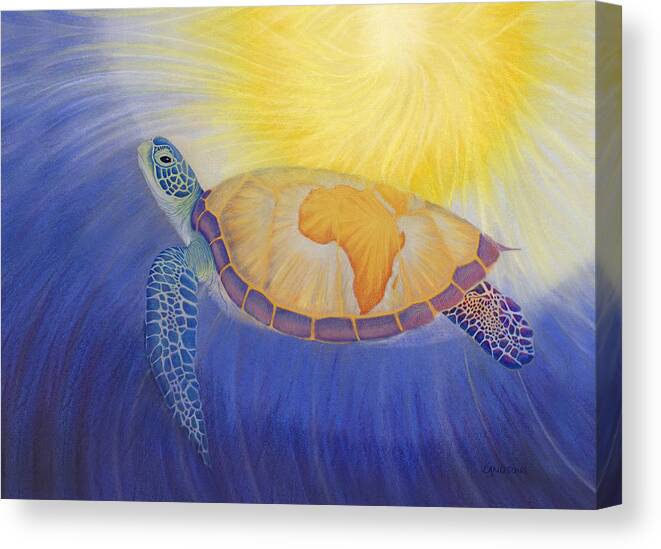 Turtle Canvas Print featuring the drawing Mama Africa Turtle by Robin Aisha Landsong