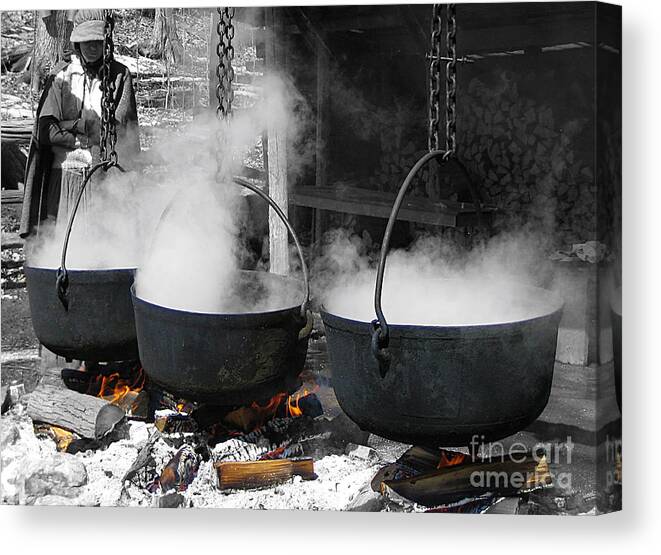 Pioneers Canvas Print featuring the photograph Maple Syrup Pioneer Style by Nina Silver