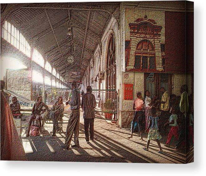 Train Station Canvas Print featuring the photograph Maputo Railway Station by Zinvolle Art