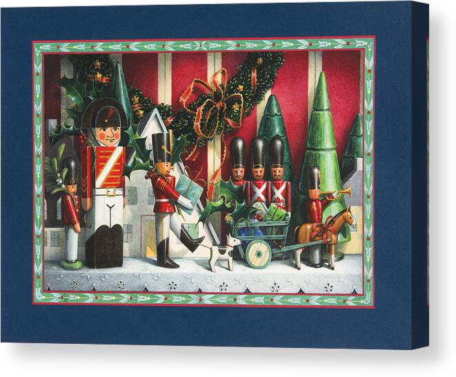 Toy Soldiers Canvas Print featuring the painting March of the Wooden Soldiers by Lynn Bywaters