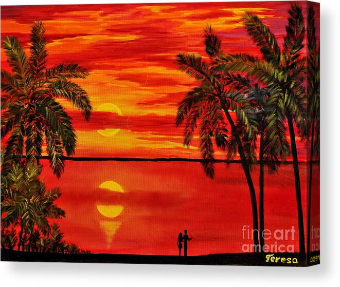 Maui Canvas Print featuring the painting Maui Sunset by Teresa Wegrzyn