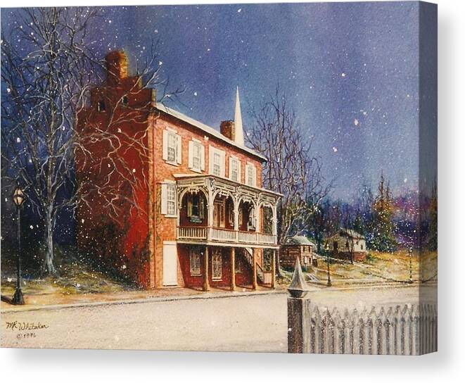 Architectural Art Canvas Print featuring the painting May House in Winter by Melodye Whitaker