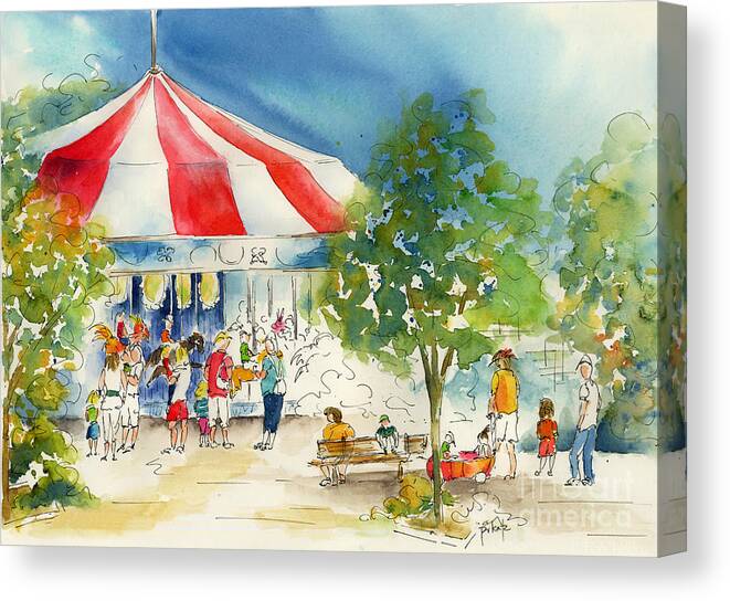 Impressionism Canvas Print featuring the painting Merry Go Round by Pat Katz