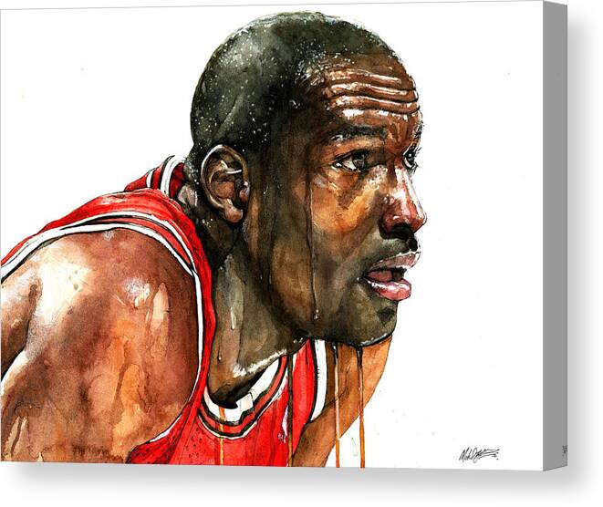 Sports Canvas Print featuring the painting Michael Jordan Watercolor by Michael Pattison