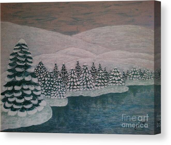 Michigan Canvas Print featuring the painting Michigan winter by Jasna Gopic