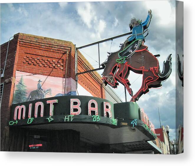Landscapes Canvas Print featuring the photograph Mint Bar Sheridan Wyoming by Mary Lee Dereske