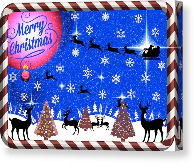 Merry Christmas Canvas Print featuring the digital art Mod Cards - Reindeer Games - Merry Christmas III by Aurelio Zucco