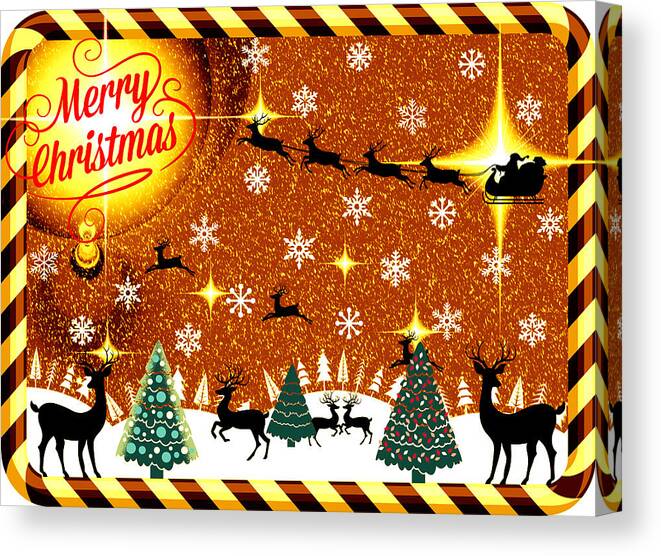 Merry Christmas Canvas Print featuring the digital art Mod Cards - Reindeer Games - Merry Christmas V by Aurelio Zucco