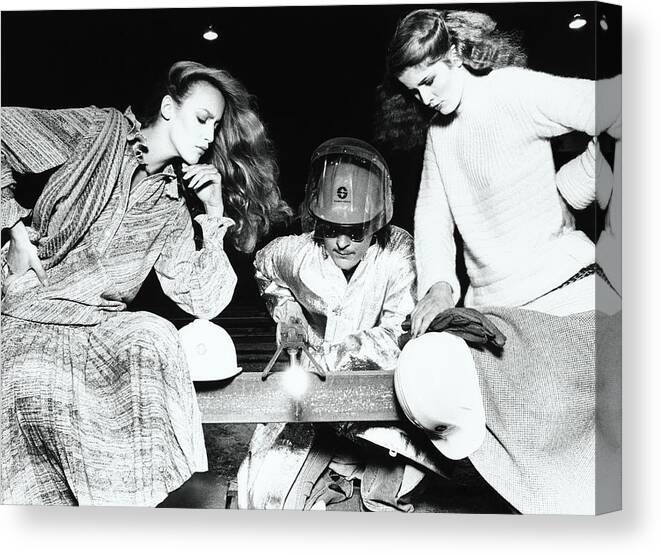 Accessories Canvas Print featuring the photograph Models Sitting By A Welder by Albert Watson