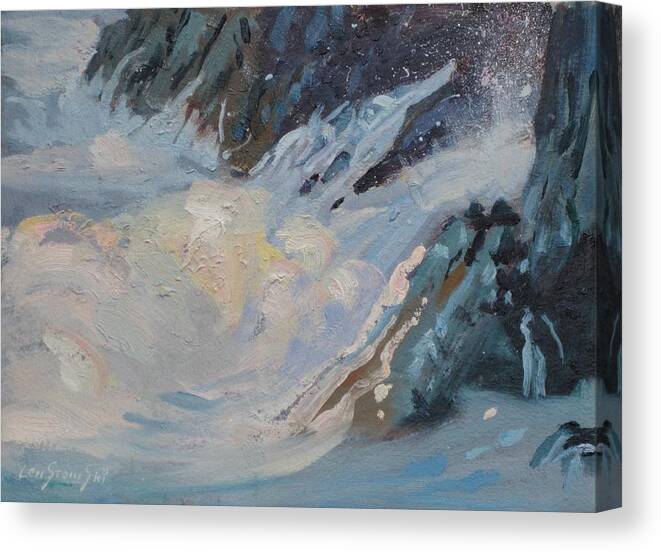 Waves Canvas Print featuring the painting Monarola Surf by Len Stomski