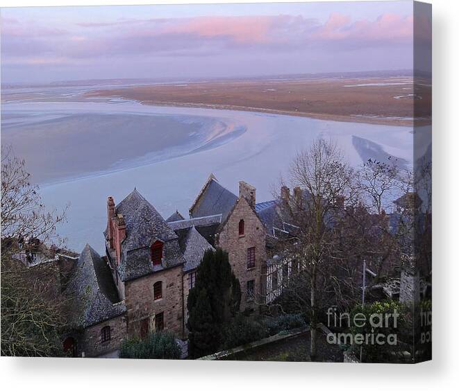 Mont St. Michel Canvas Print featuring the photograph Mont St Michel tower view by Christopher Plummer