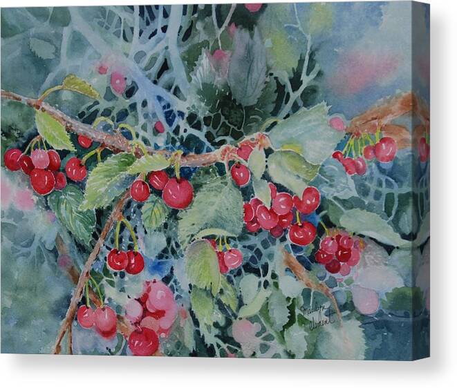 Cherries Canvas Print featuring the painting Montana Cherries by Marilyn Clement