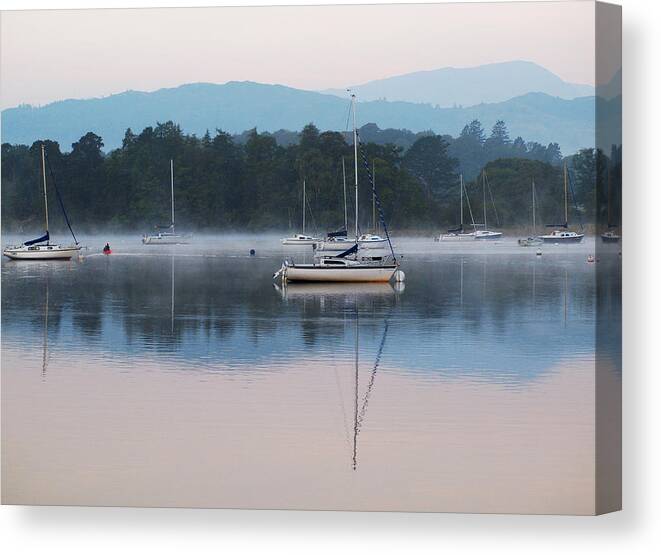 Yacht Canvas Print featuring the photograph Moorings on Windermere by Susan Tinsley
