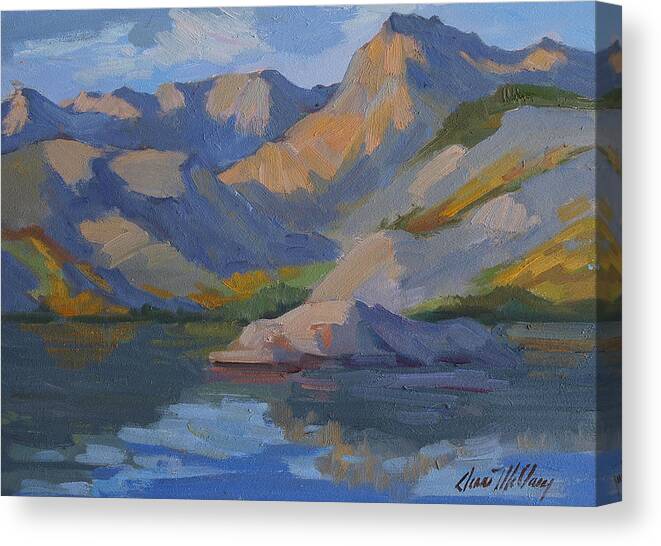 Morning Canvas Print featuring the painting Morning at Lake Sabrina by Diane McClary