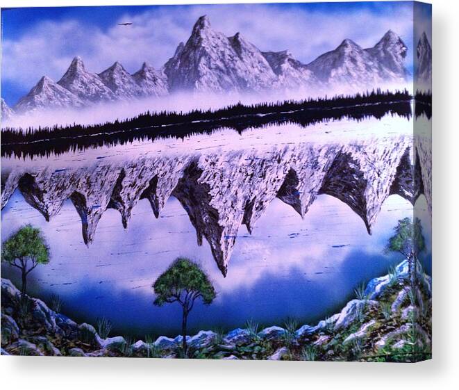 Mountain Canvas Print featuring the painting Mountain Lake by Michael Rucker