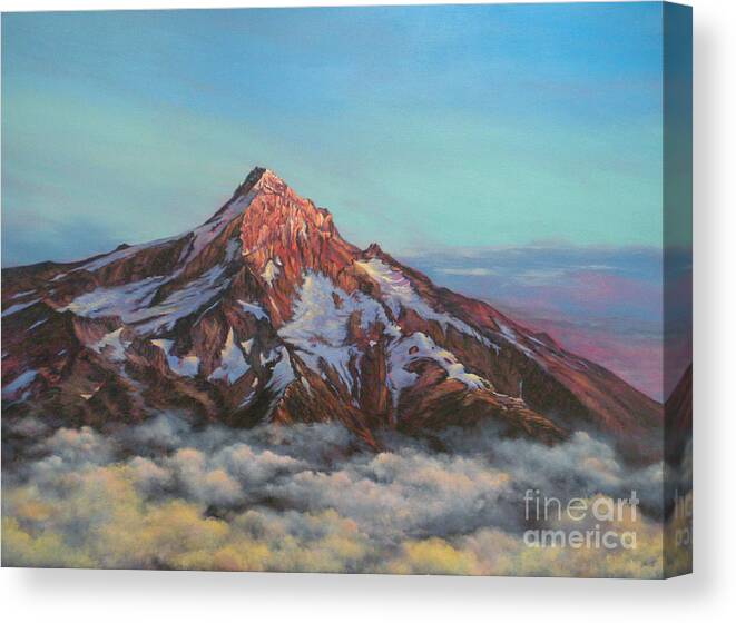 Landscape Canvas Print featuring the painting Mt Hood North Face by Jeanette French