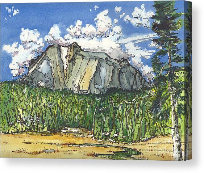 Mt Lassen Canvas Print featuring the painting Mt Lassen by Terry Banderas