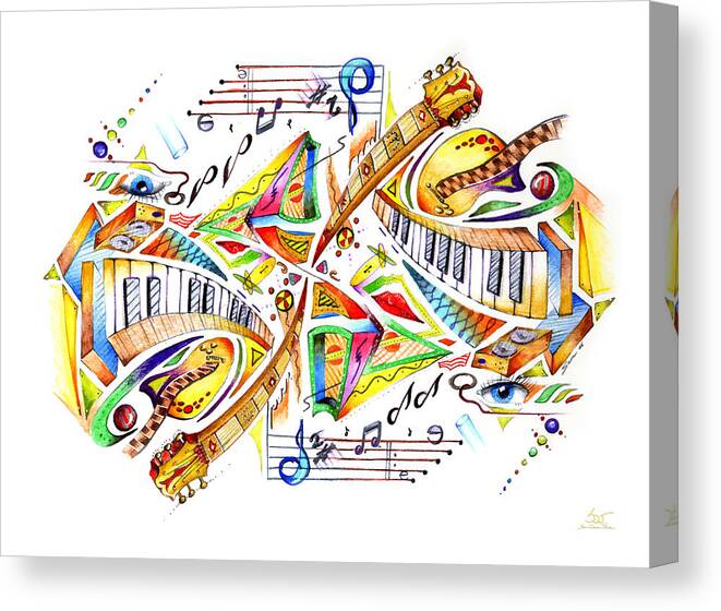 Symmetrical Perspectives Canvas Print featuring the mixed media Musicality by Sam Davis Johnson