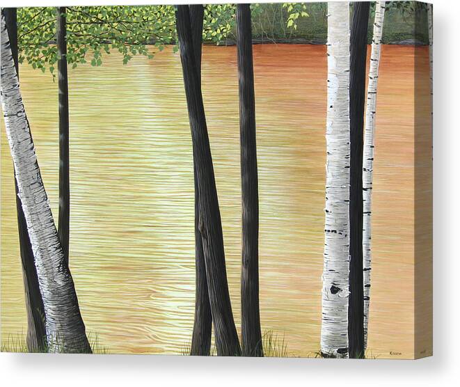 Landscape Canvas Print featuring the painting Muskoka Lagoon by Kenneth M Kirsch