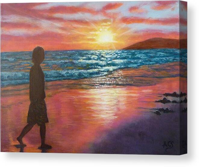 Sunset Canvas Print featuring the painting My SONset by Amelie Simmons