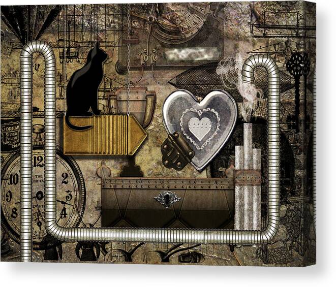 Steampunk Canvas Print featuring the digital art My Steampunk Heart by Barbara White