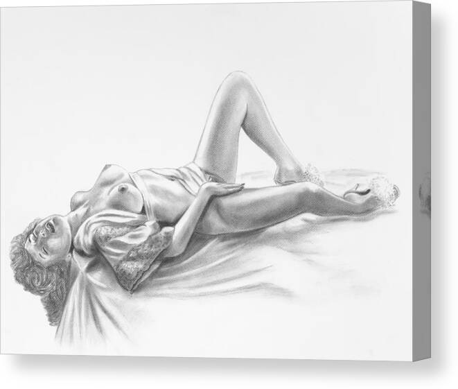 Nude Canvas Print featuring the drawing Naked Desire by Shelby