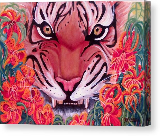 Tiger Canvas Print featuring the painting Namesake by Carol Allen Anfinsen