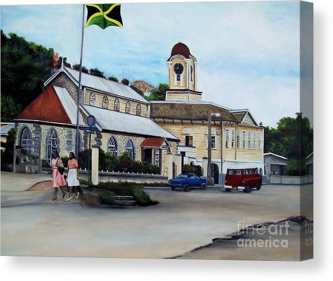 Landscape Canvas Print featuring the painting Negril City Hall by Kenneth Harris