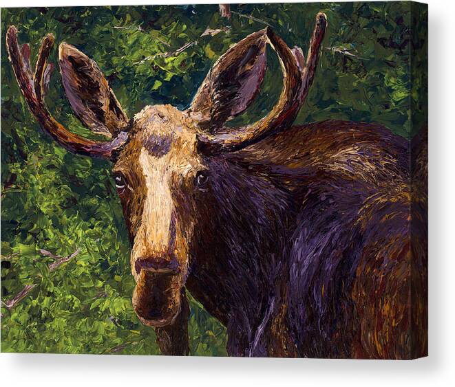 Moose Canvas Print featuring the painting Loose Moose by Mary Giacomini
