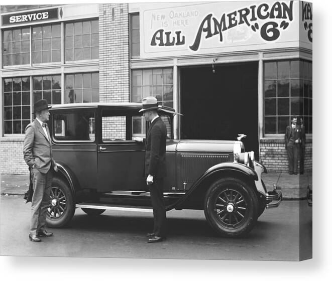 1920's Canvas Print featuring the photograph New Oakland Automobile by Underwood Archives