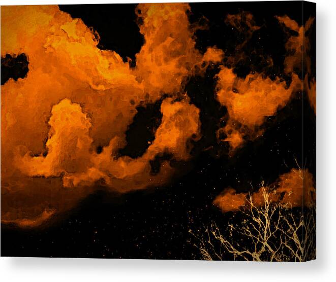Night Canvas Print featuring the painting Night Clouds by Sophia Gaki Artworks