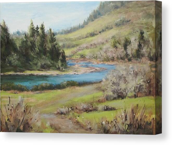 Oregon Canvas Print featuring the painting North Bank March by Karen Ilari