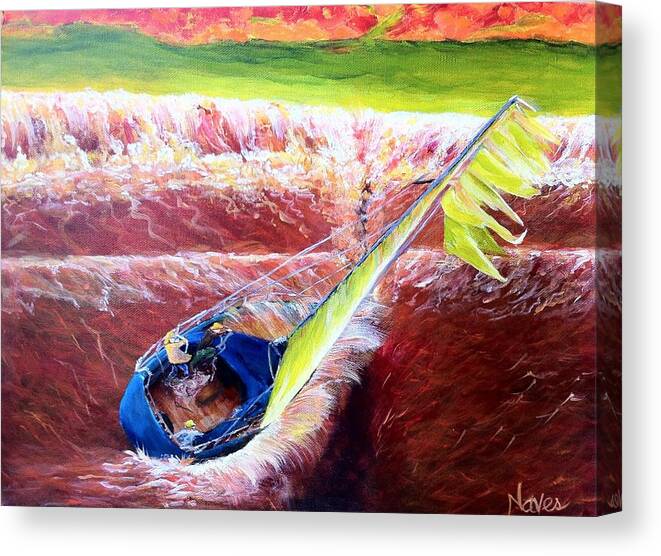 Storm Canvas Print featuring the painting O M G Outer Banks Fury by Deborah Naves