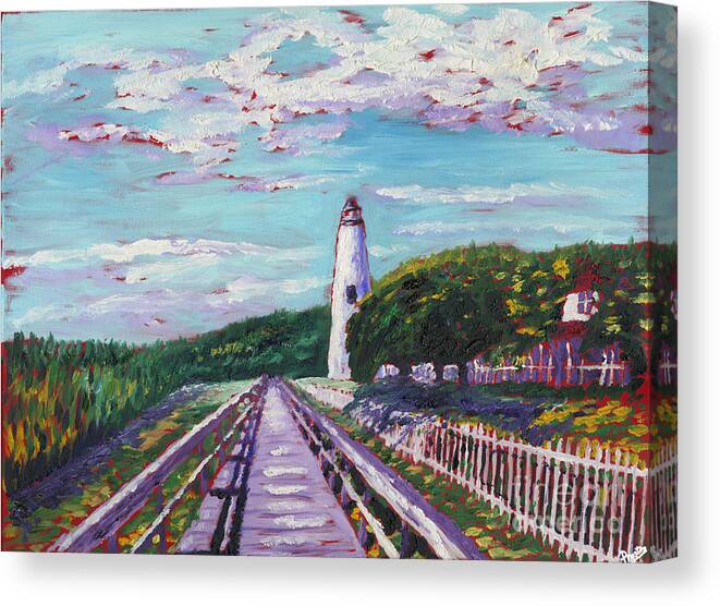 Ocracoke Lighthouse Canvas Print featuring the painting Ocracoke Lighthouse by Preston Sandlin