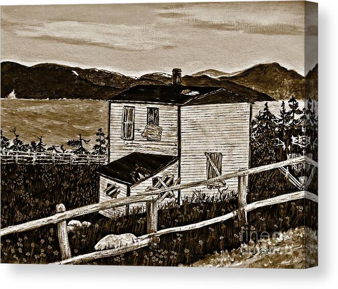 Sepia Old House Canvas Print featuring the painting Old House in Sepia by Barbara A Griffin