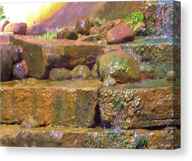 Water Canvas Print featuring the photograph Rainbows on the Rocks by Sharon Ackley