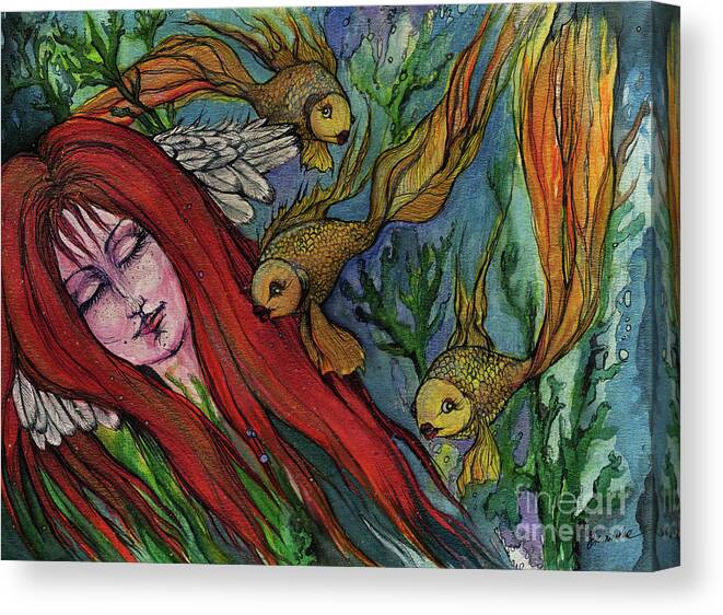 Siren Canvas Print featuring the painting Ophelia by Ang El