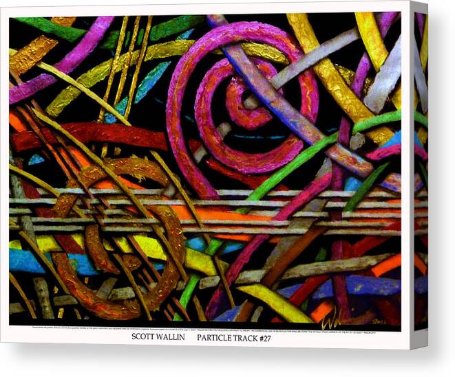 Brilliant Color Abstraction Canvas Print featuring the painting Particle Track Twenty Seven by Scott Wallin