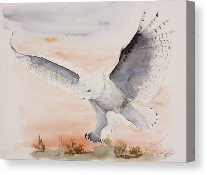 Owl Canvas Print featuring the painting Perfect Landing by Joette Snyder