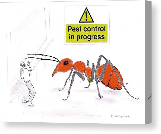 Pest Control Canvas Print featuring the drawing Pest Control by Dan Twyman