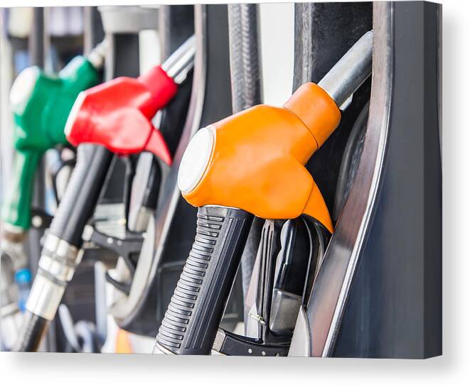 Natural Gas Canvas Print featuring the photograph Petrol pump filling by FeelPic