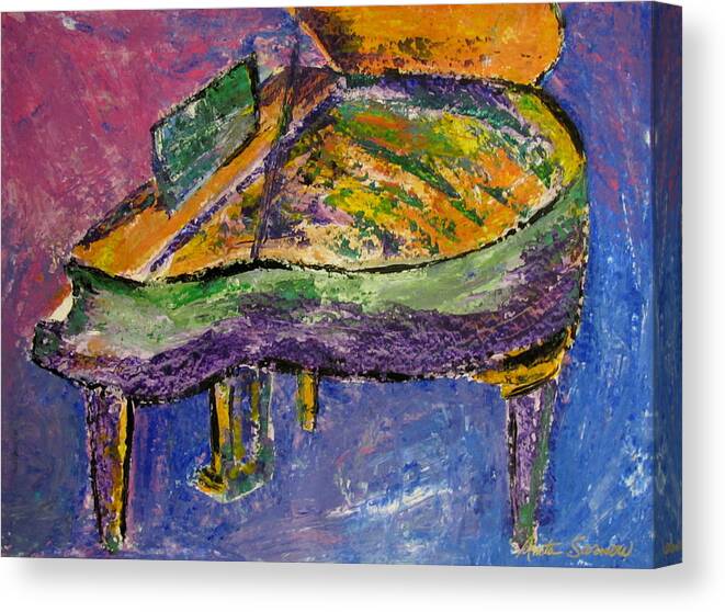 Impressionist Canvas Print featuring the painting Piano Purple by Anita Burgermeister